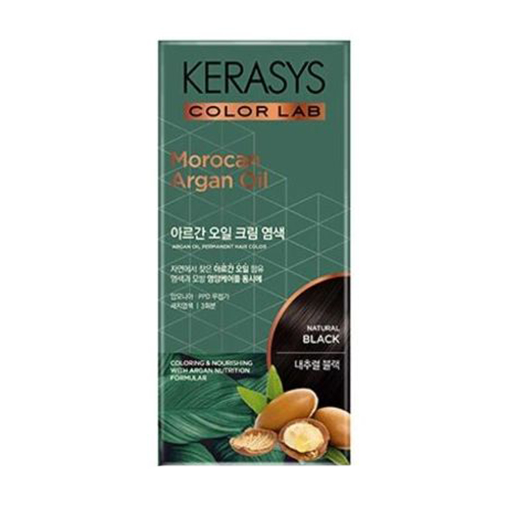 Перманентна фарба для волосся KeraSys Moroccan Argan Oil Permanent Hair Color, Natural Black, 120 г